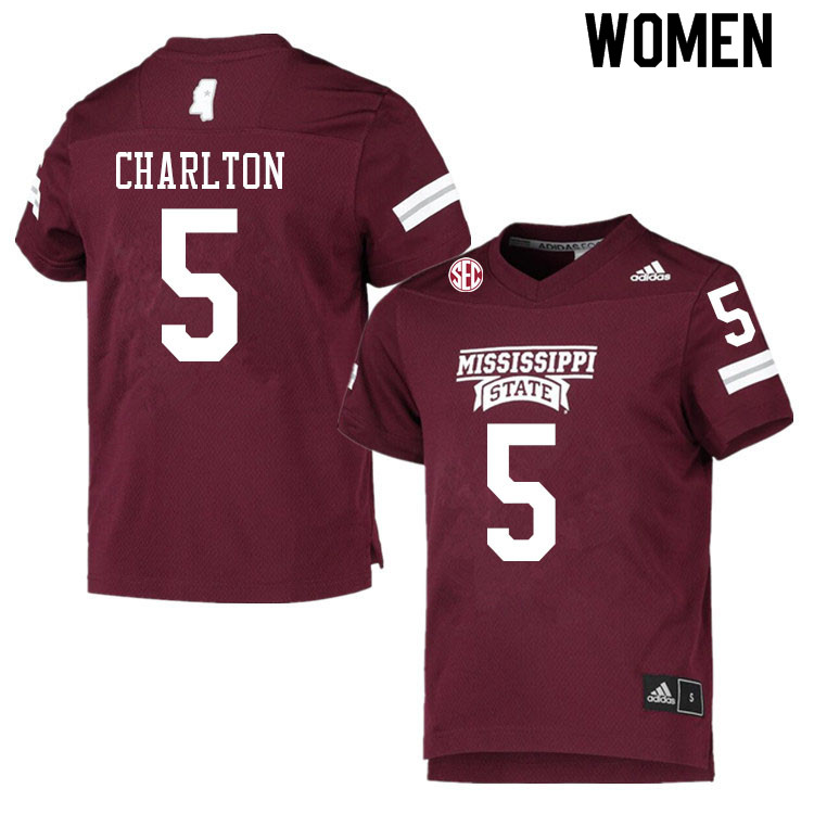 Women #5 Randy Charlton Mississippi State Bulldogs College Football Jerseys Sale-Maroon